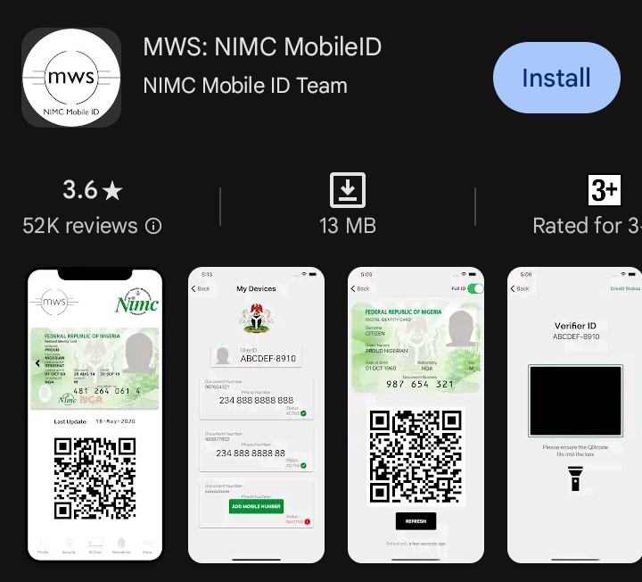 NIMC Mobile App on Android 