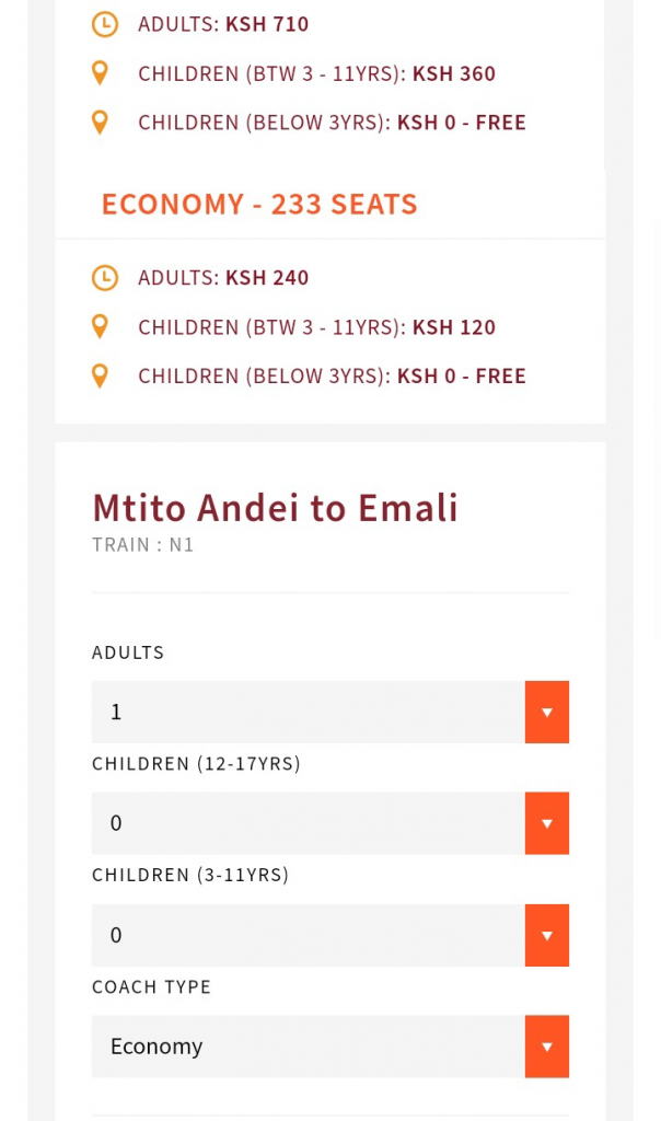 Choosing Your Class and Preferred Seats in SGR Online Booking With Madaraka Express