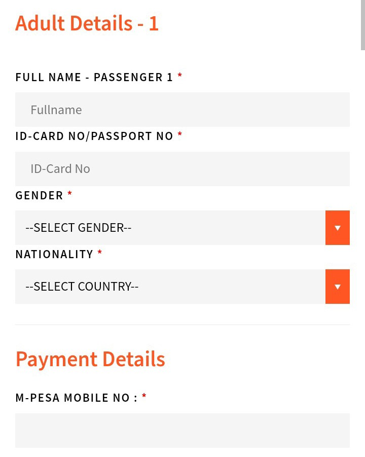 Entering Identification Details: A Crucial Step in SGR Online Booking With Madaraka Express