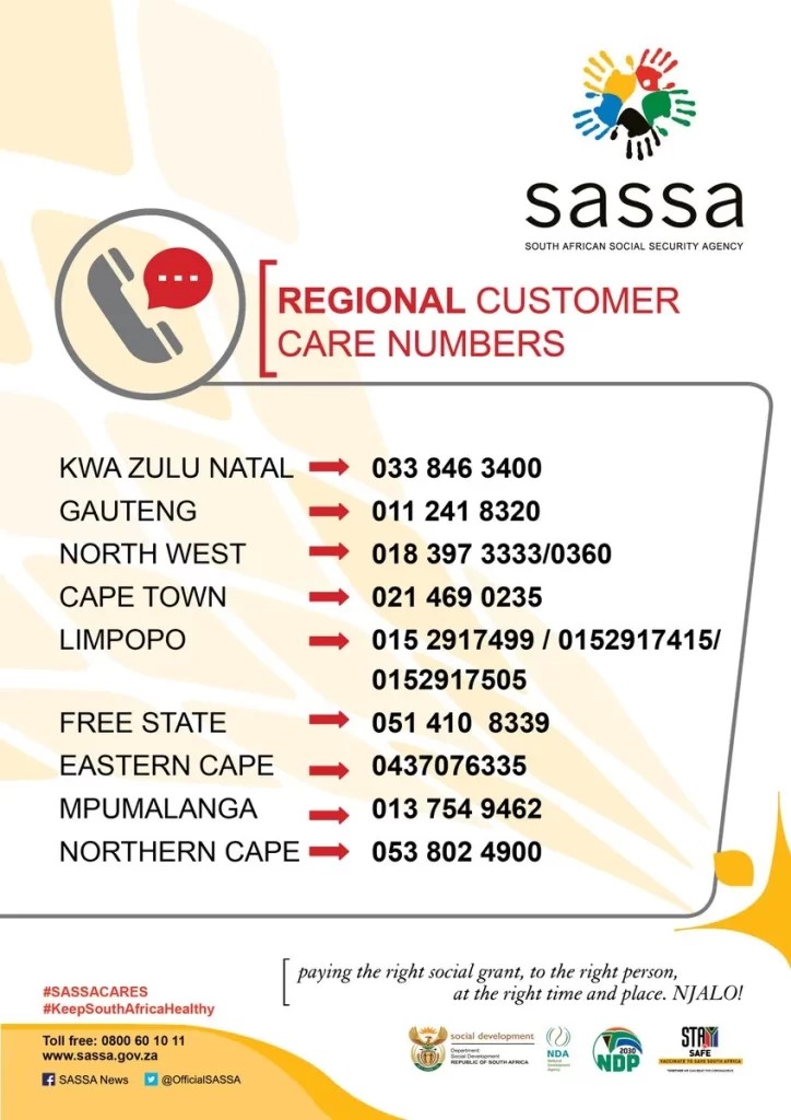 SASSA SRD Regional Contact Numbers