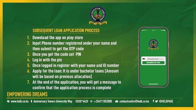 how to apply for subsequent helb loan via helb portal