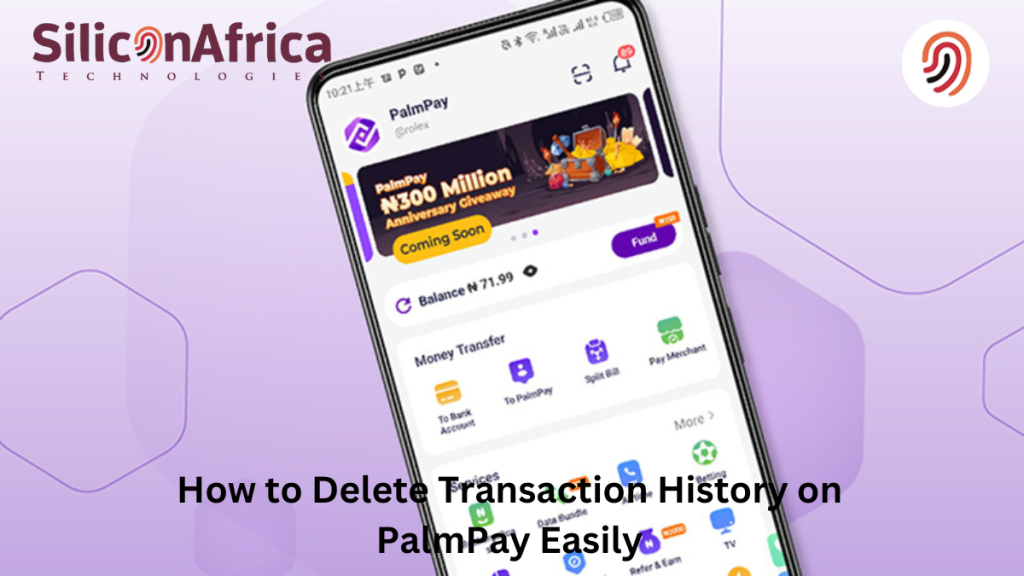 how to delete transaction history on palmpay
