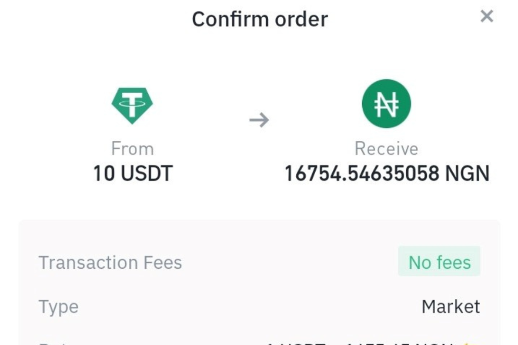 How to convert USDT to Naira on Binance