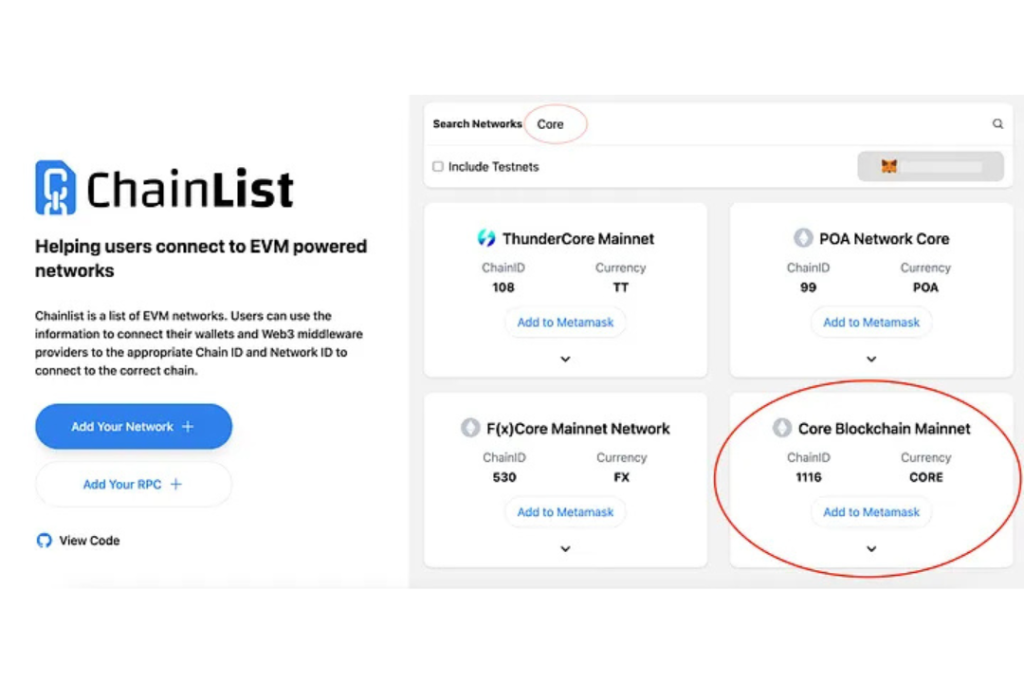How to Import Core to Metamask 