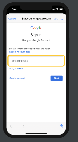 sign in to google