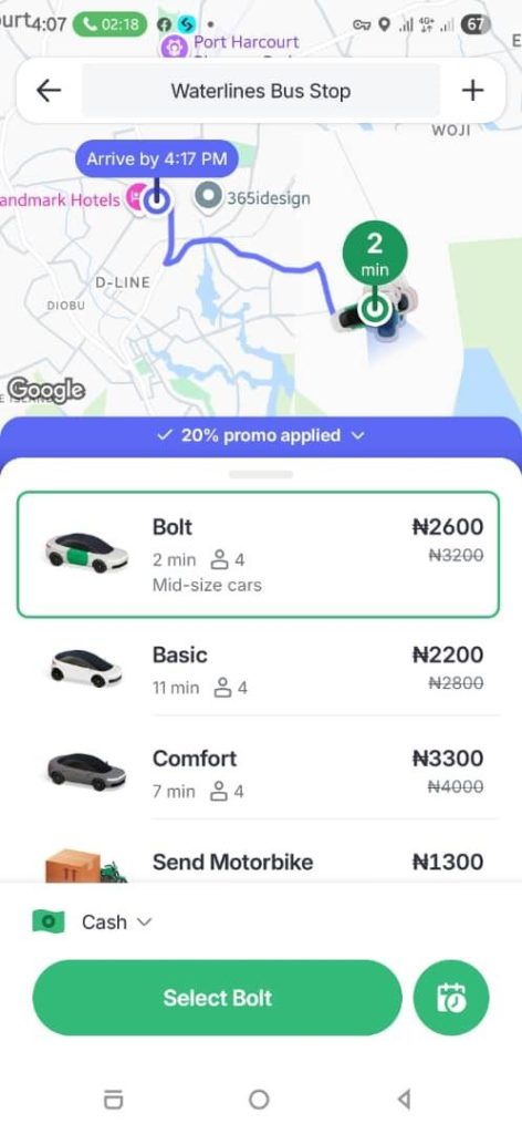 Bolt rebrands ‘Economy’ ride to ‘Basic’ in Port Harcourt