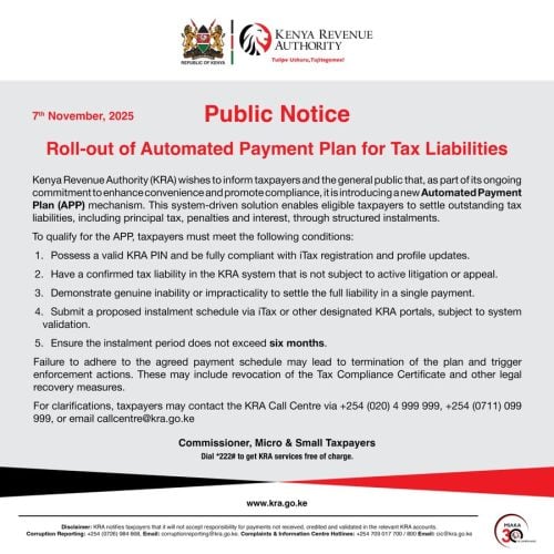 KRA new automated digital system to validate Tax Return