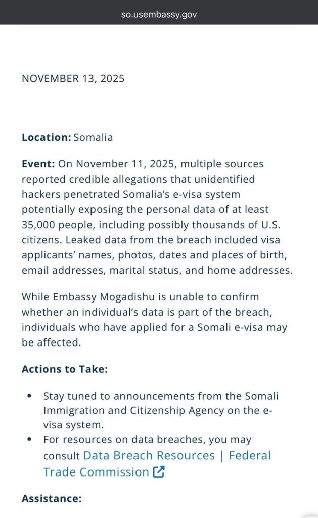 Somalia’s Immigration Authority Confirms a Data Breach